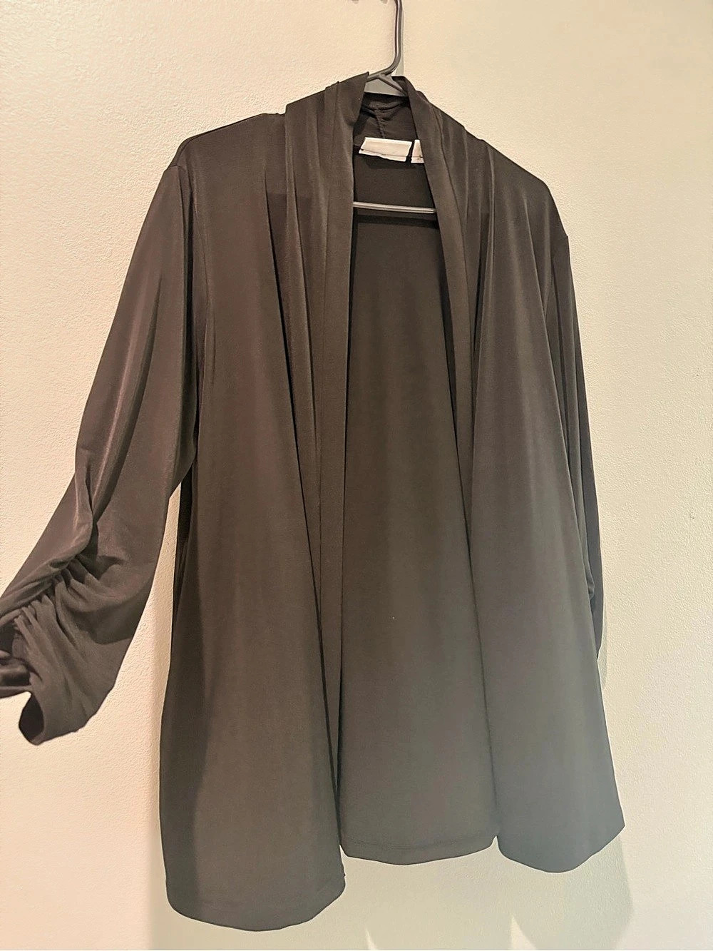 Susan Graver Open Front Draped Black Cardigan Lightweight XL Like New Teacher
